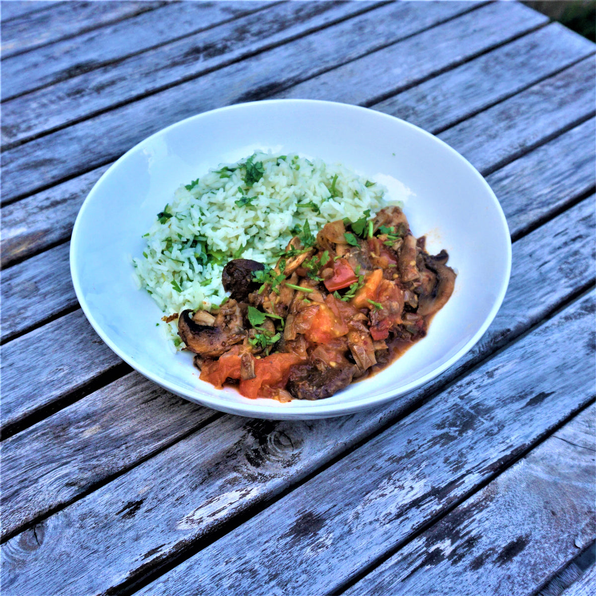 Mexican Mushrooms with Green Rice – Hill & Vale