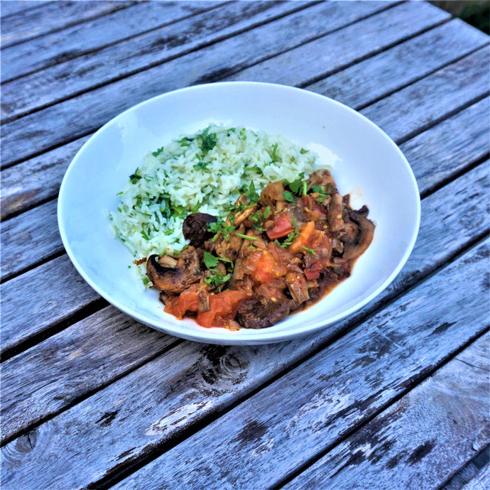 Mexican Mushrooms with Green Rice